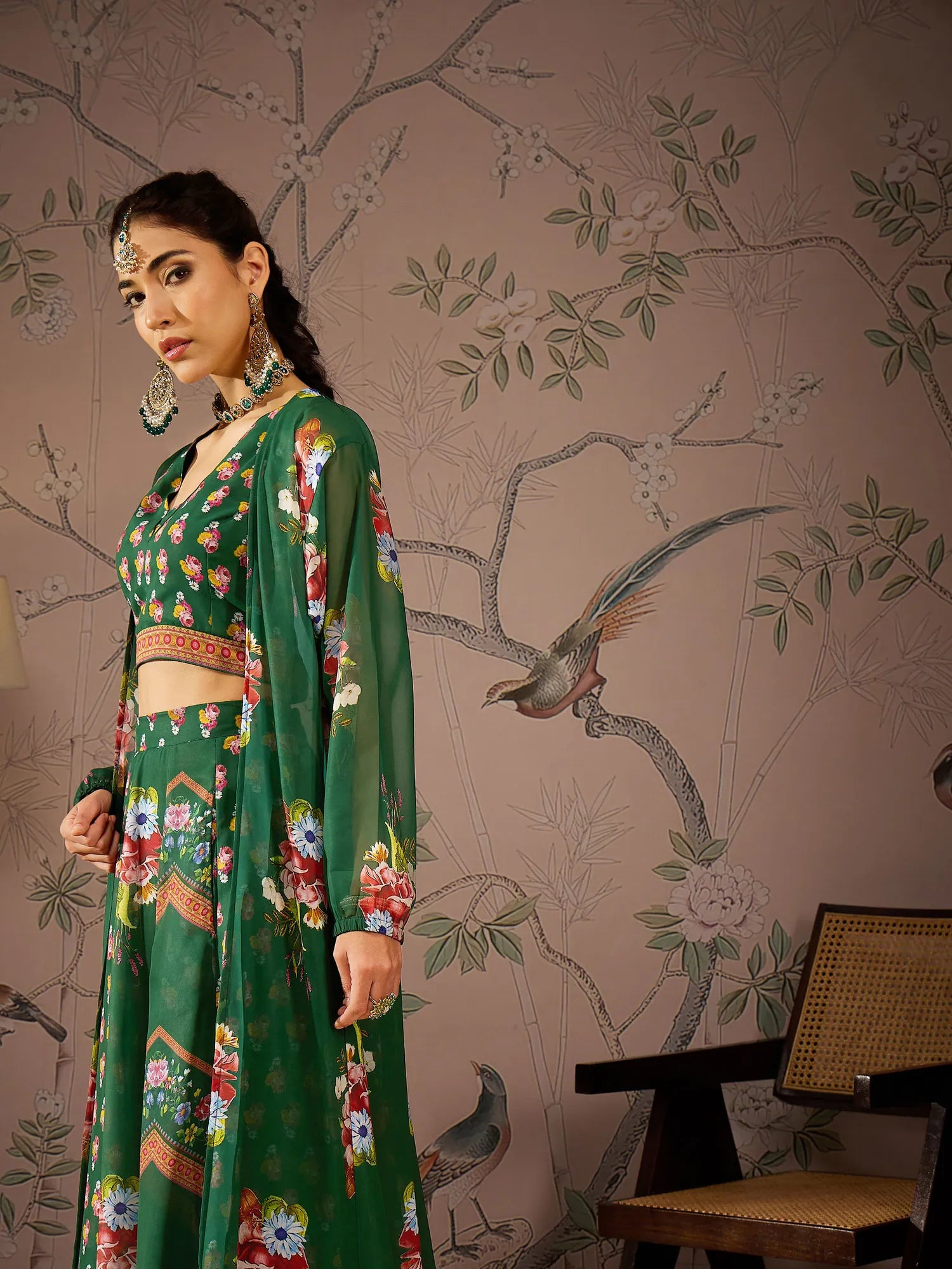 Floral Lehenga Choli Set - Women's Designer Ethnic Lehenga