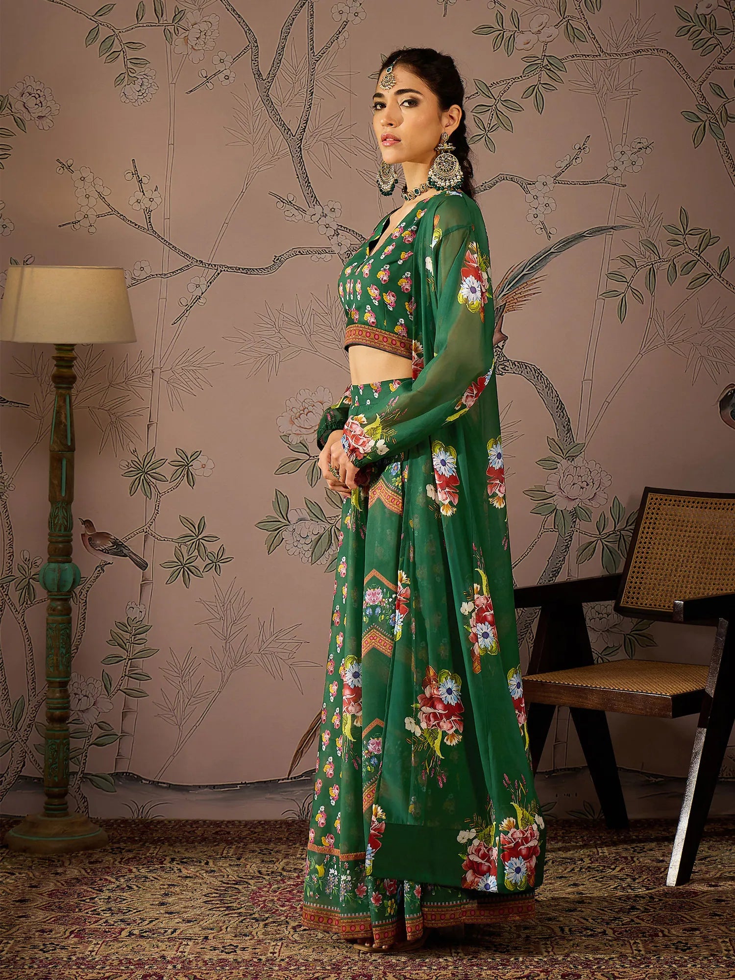 Floral Lehenga Choli Set - Women's Designer Ethnic Lehenga