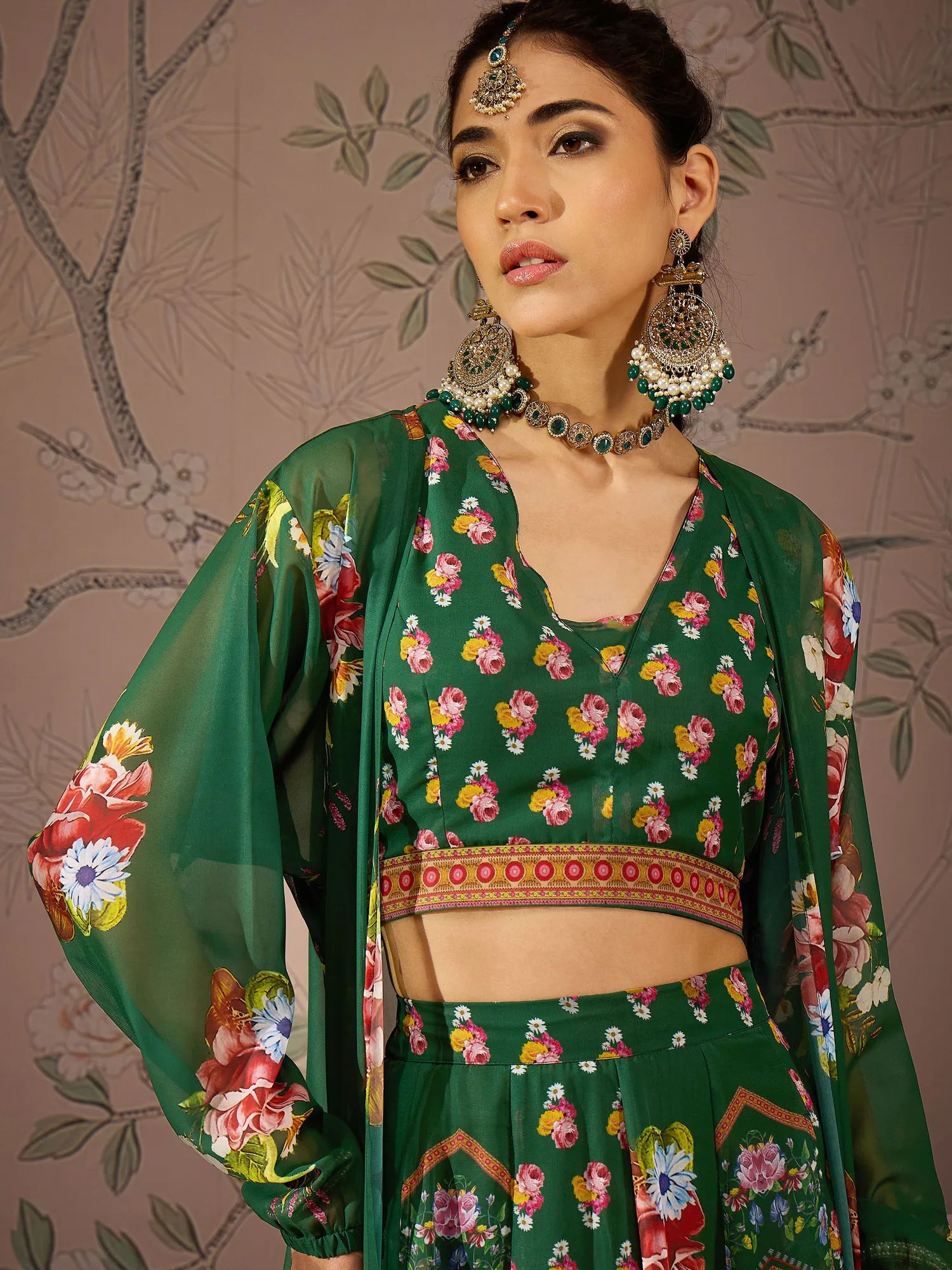 Floral Lehenga Choli Set - Women's Designer Ethnic Lehenga