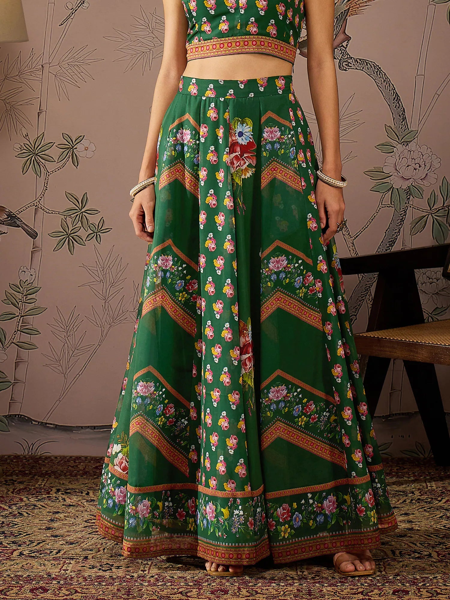 Floral Lehenga Choli Set - Women's Designer Ethnic Lehenga
