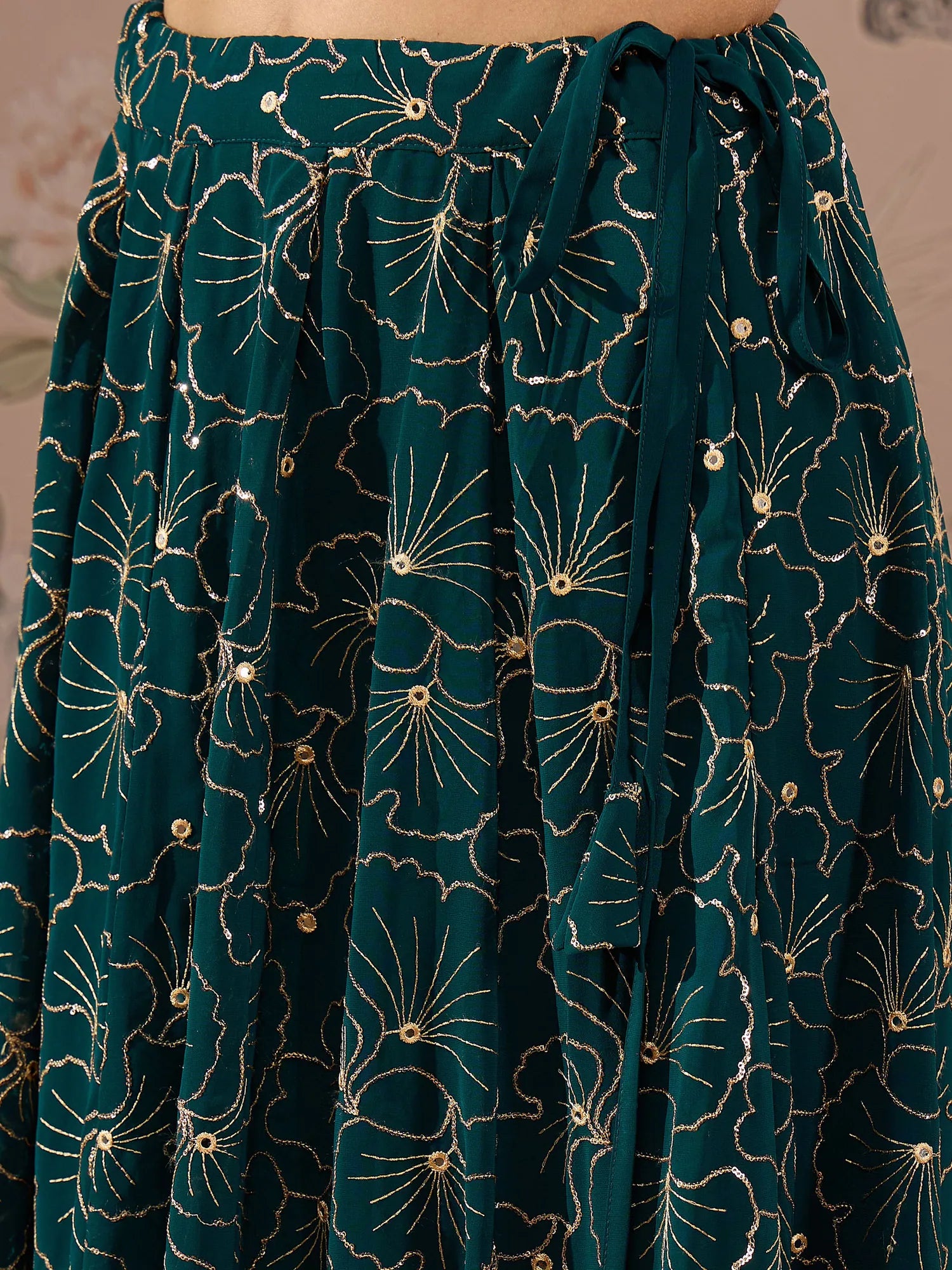 Teal Sequin Skirt Set | Women's Designer Lehenga Choli Online