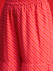 Women Pink Floral V Neck Peplum Top With Sharara Pants-SHSET96242