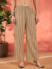 Women Off White & Green Floral Kurta With Pencil Pants & Dupatta-SHSET96314