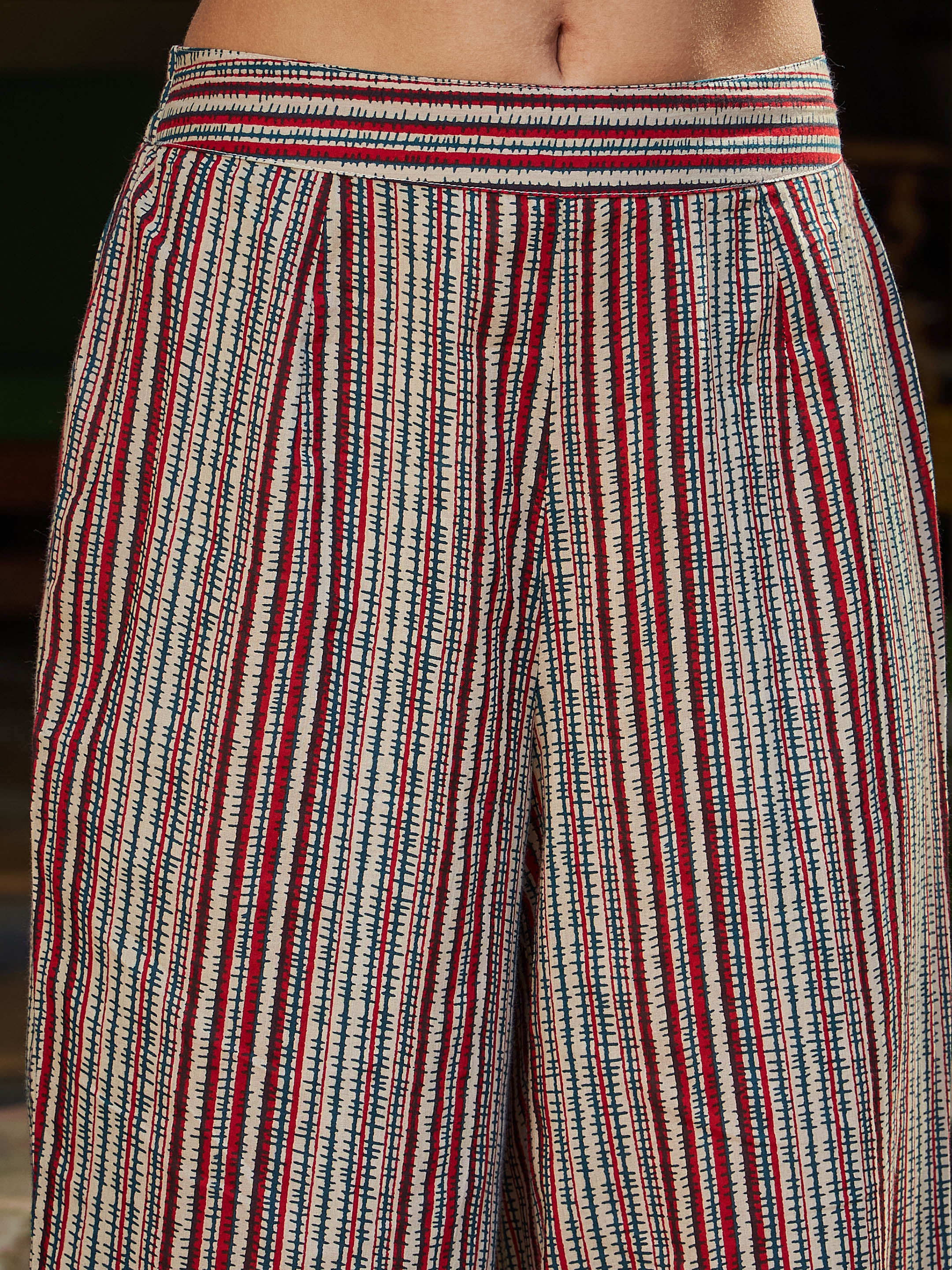 Women Maroon Geometric Print V Neck Kurta With Pencil Pants & Dupatta-SHSET96330