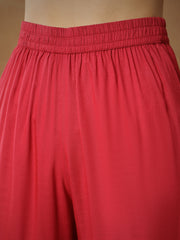 Women Maroon Embroidered Peplum Kurta With Sharara Pants-SHSET96544