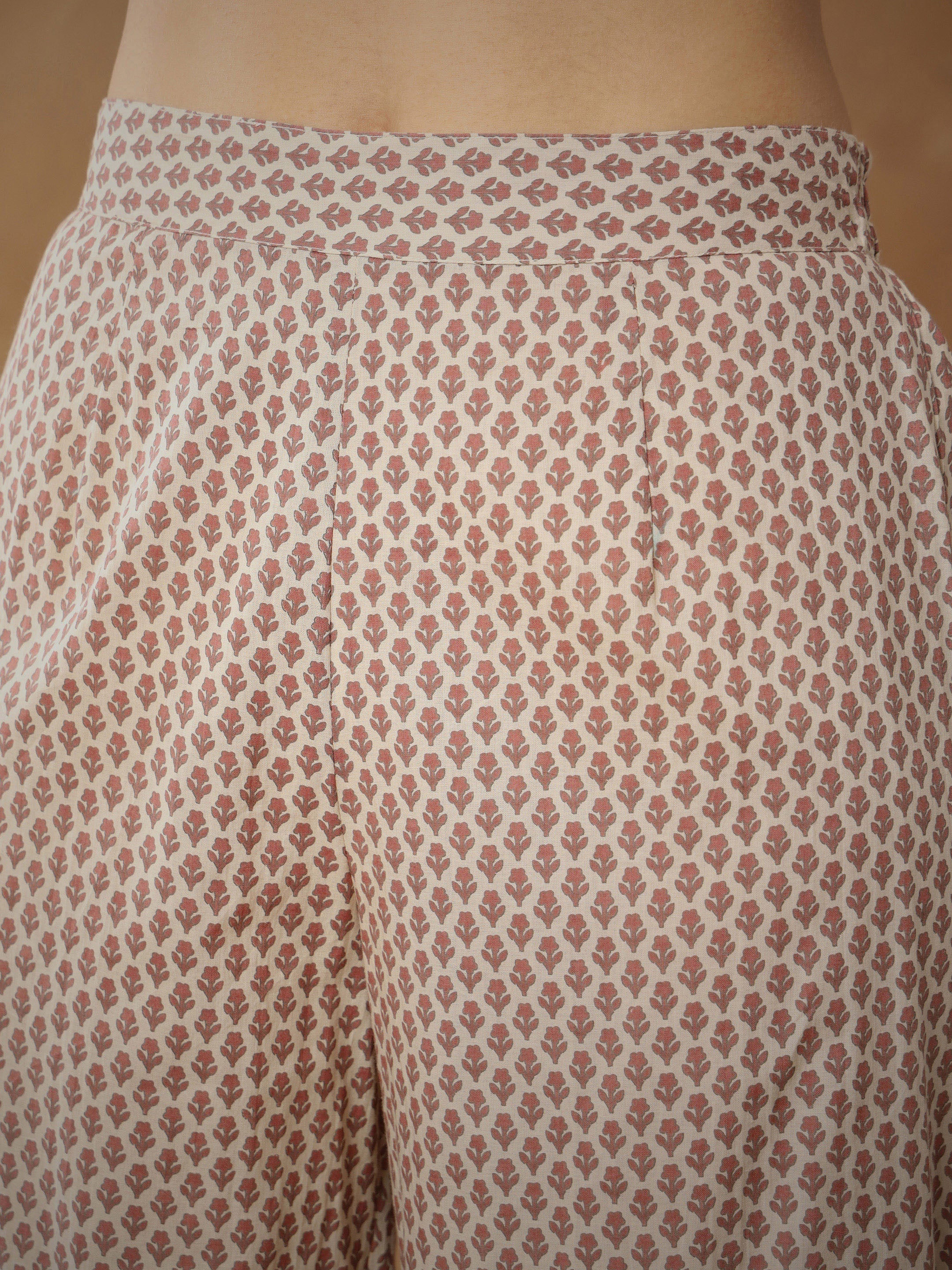 Women Peach Floral Anarkali Kurta With Pants & Dupatta-SHSET96552