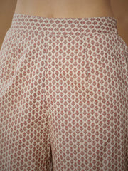 Women Peach Floral Anarkali Kurta With Pants & Dupatta-SHSET96552