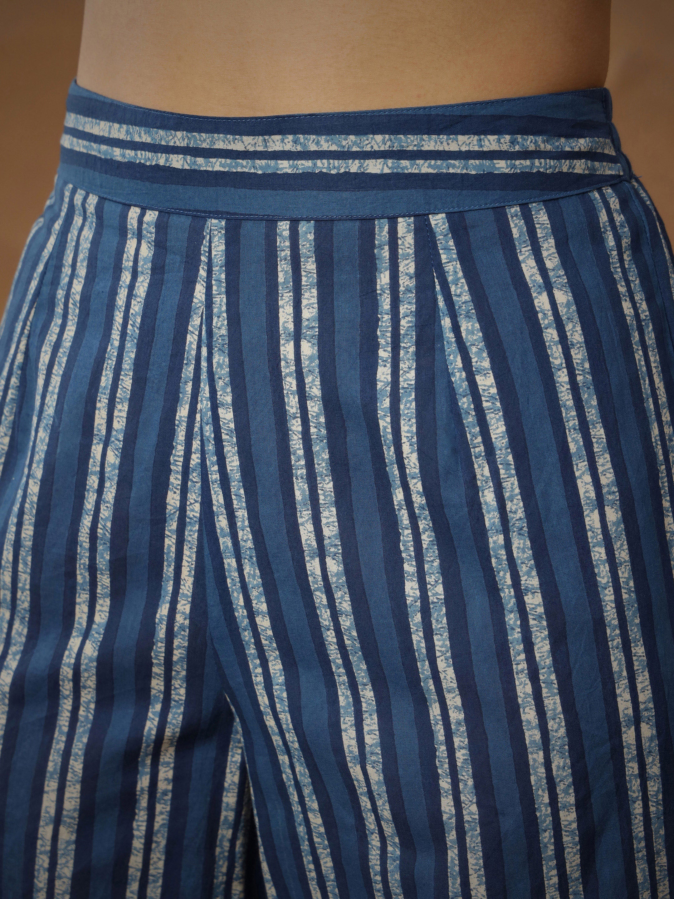 Women Navy Floral Tiered Anarkali Kurta With Pants & Dupatta-SHSET96555