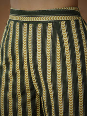 Women Green Floral Gathered Kurta With Pants & Dupatta-SHSET96557