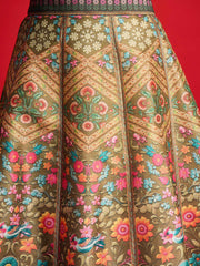 Women Olive Multi Floral Blazer Top With Anarkali Skirt-SHSET96574