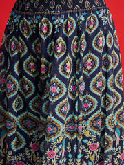 Women Navy Floral Georgette Short Kurta With A Line Kali Palazzo-SHSET96576