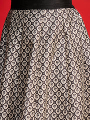 Women Black Velvet Embroidered Crop Top With Anarkali Skirt-SHSET96577