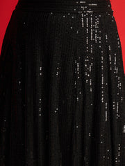 Women Black Sequins Sleeveless Crop Top With Anarkali Skirt-SHSET96581