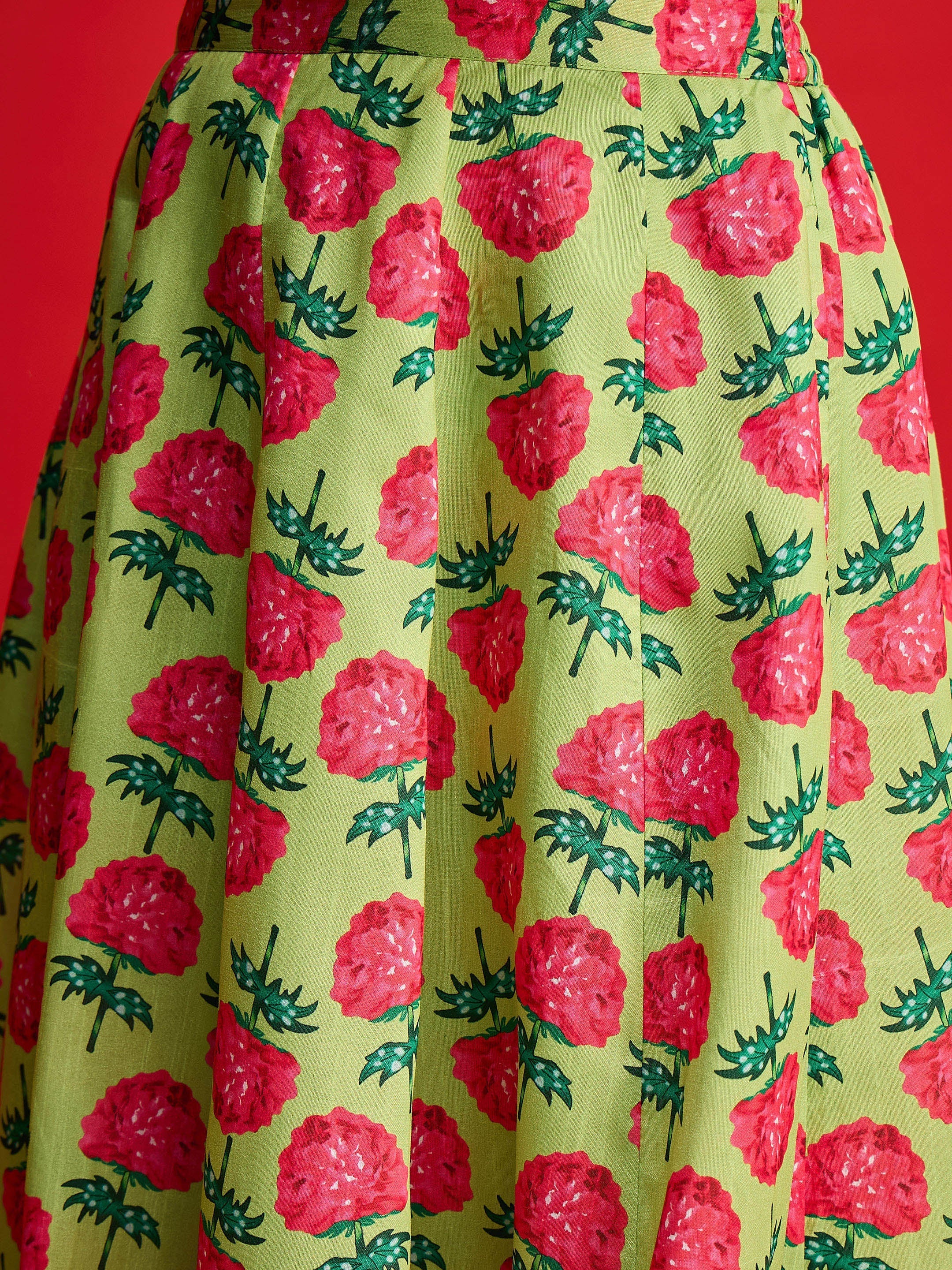 Women Pink Dupion Silk Crop Top With Anarkali Skirt-SHSET96592