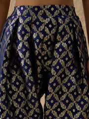 Women Navy Velvet Embroidered Short Kurta With Farshi Salwar-SHSET96615XS