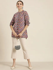 Women White Patola High Low Shirt