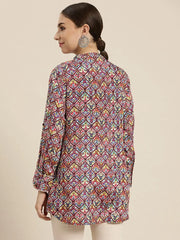 Women White Patola High Low Shirt