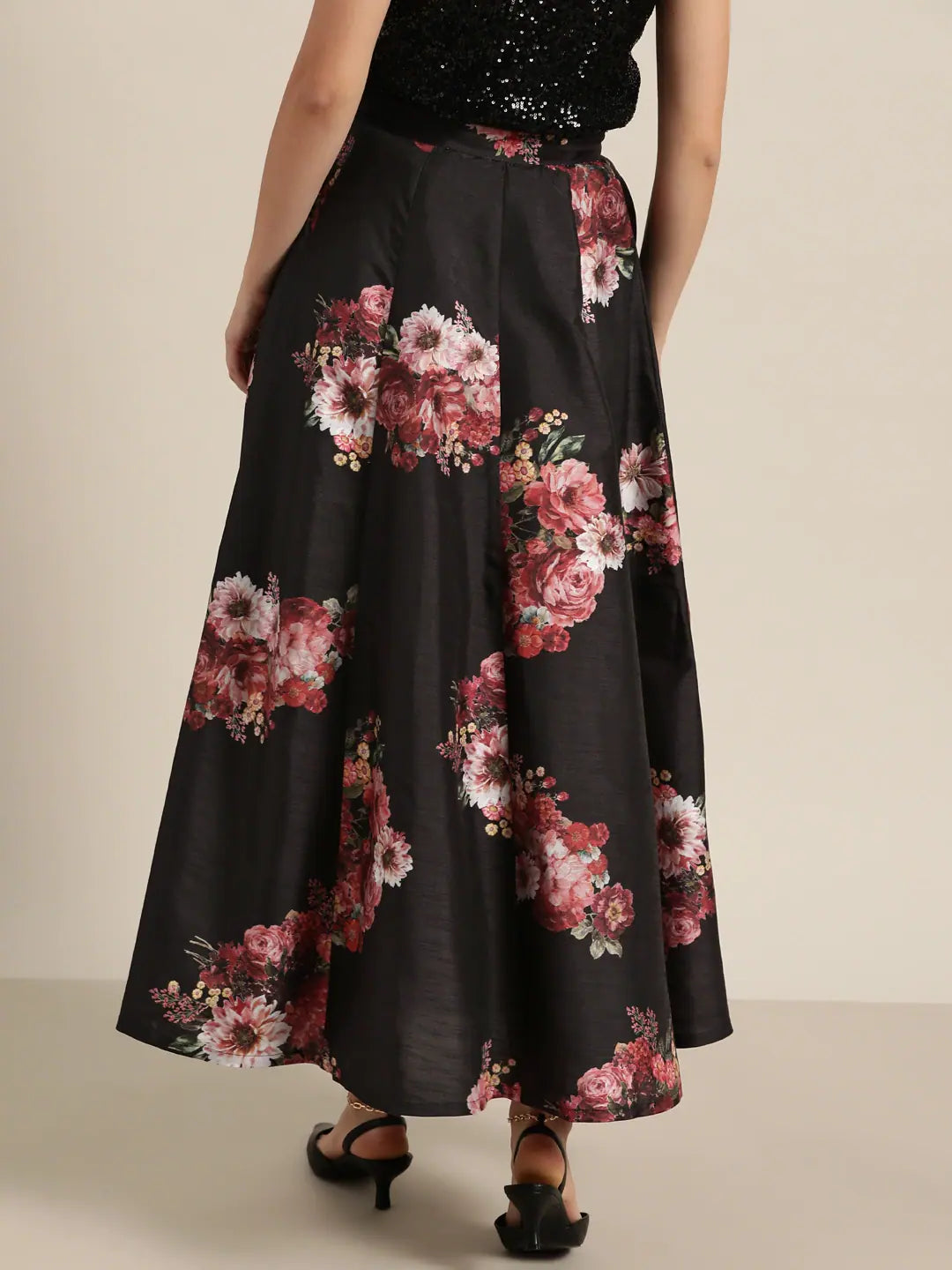 Black Floral Anarkali Skirt | Women's Ethnic Wear Online