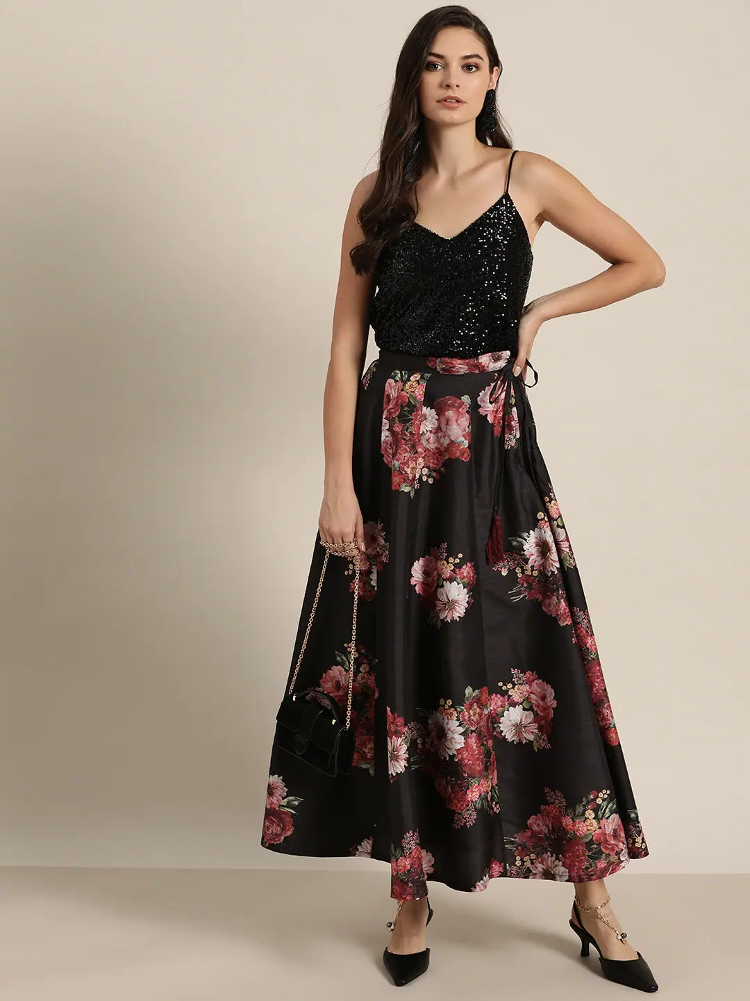 Black Floral Anarkali Skirt | Women's Ethnic Wear Online