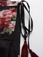 Black Floral Anarkali Skirt