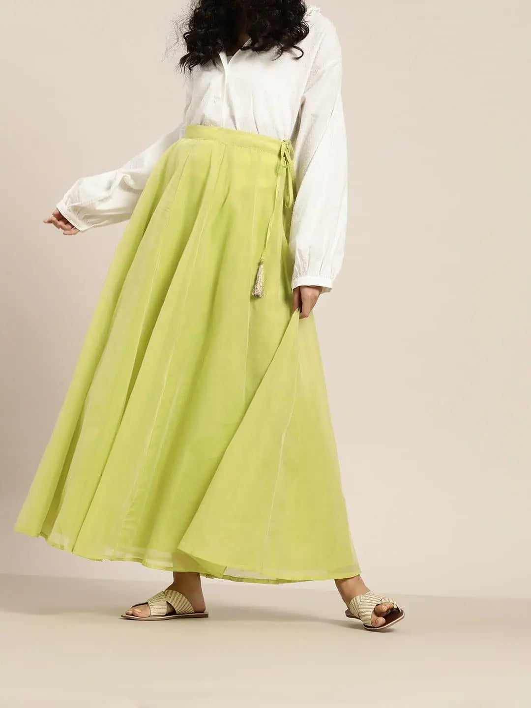 Green Anarkali Skirt with Zari - Ethnic Skirts for Women