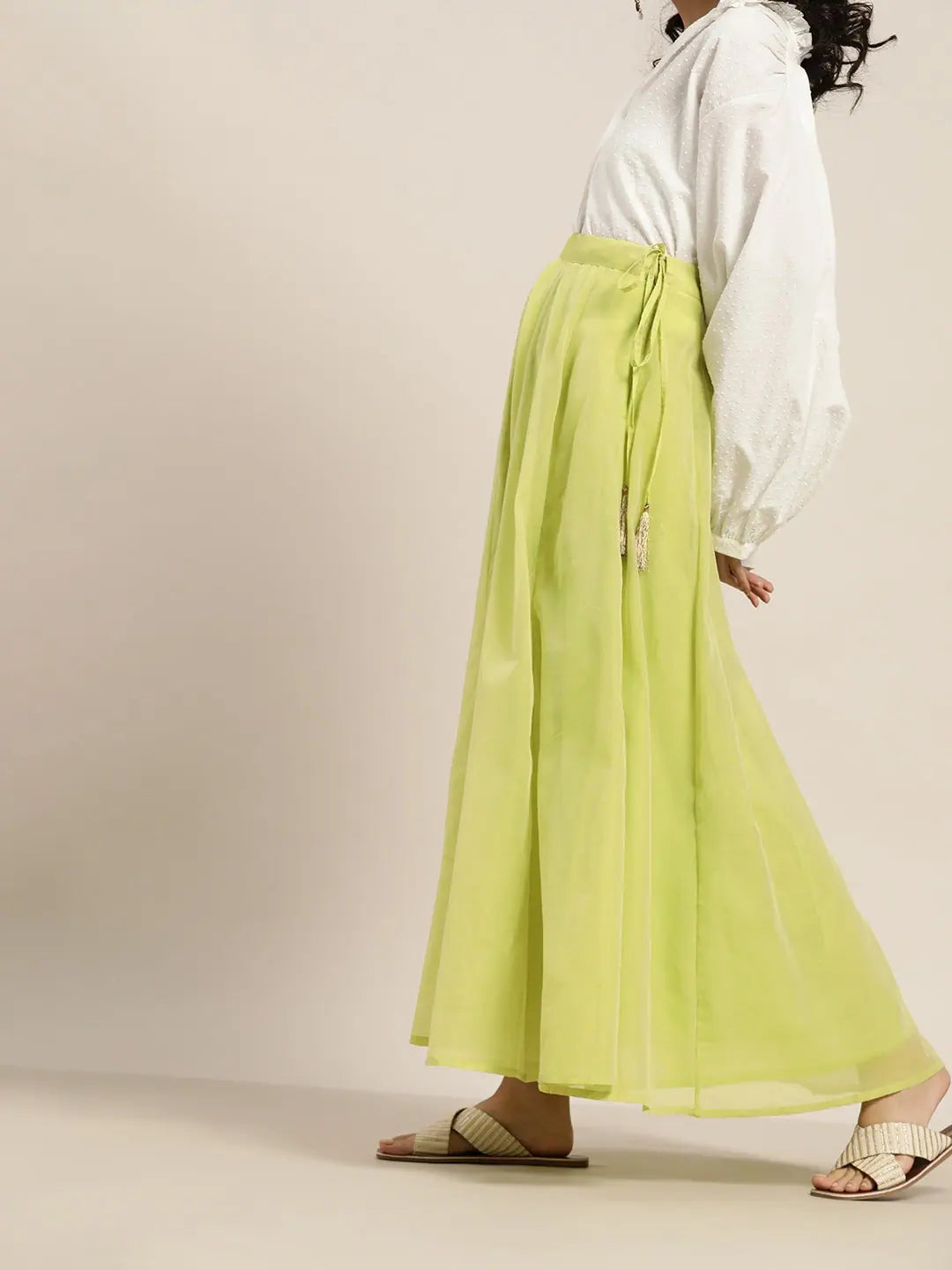 Green Anarkali Skirt with Zari - Ethnic Skirts for Women