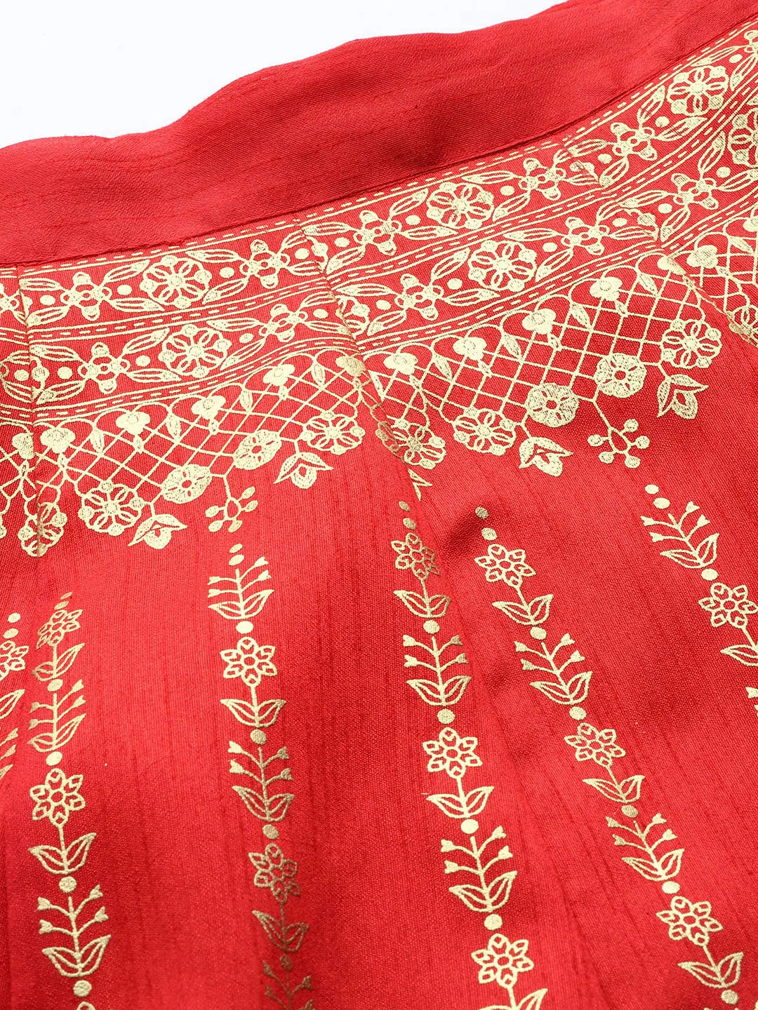 Red Foil Print Anarkali Skirt | Long Ethnic Skirts Online