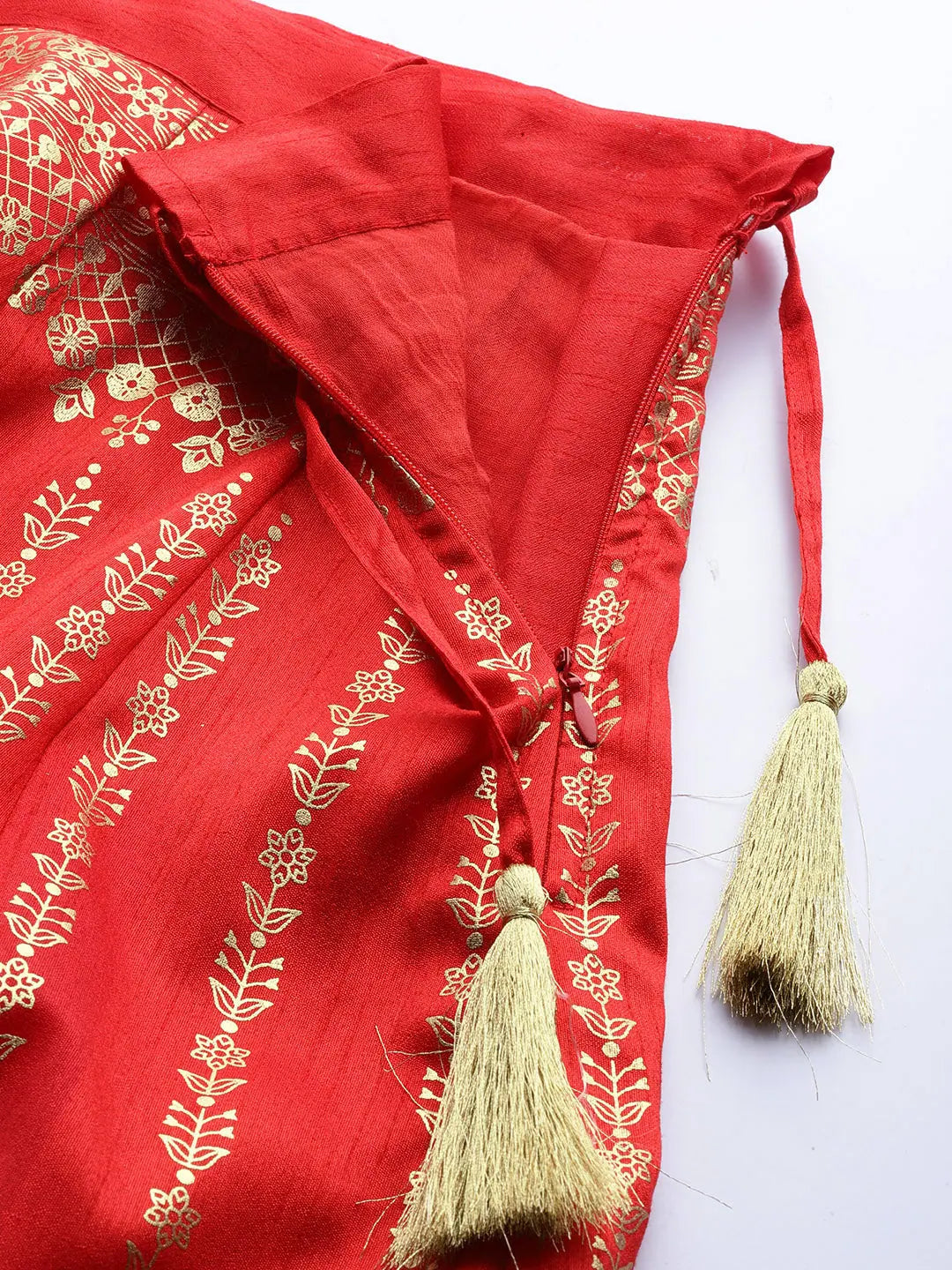 Red Foil Print Anarkali Skirt | Long Ethnic Skirts Online