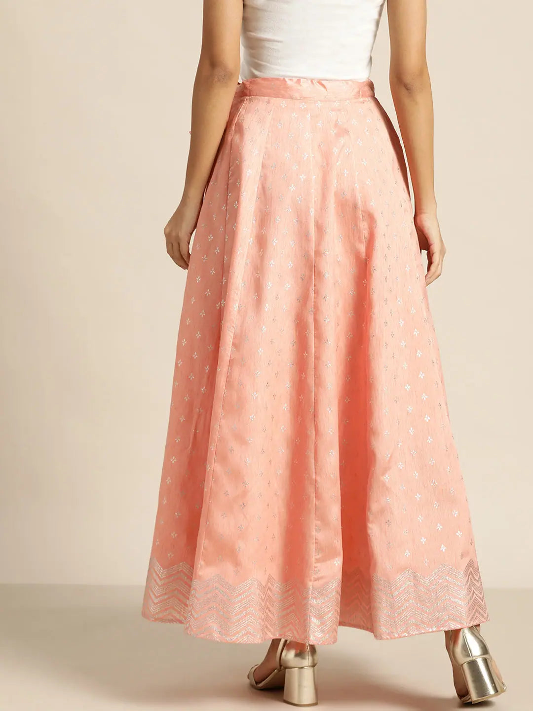 Peach Foil Anarkali Skirt | Women's Ethnic Wear Collection