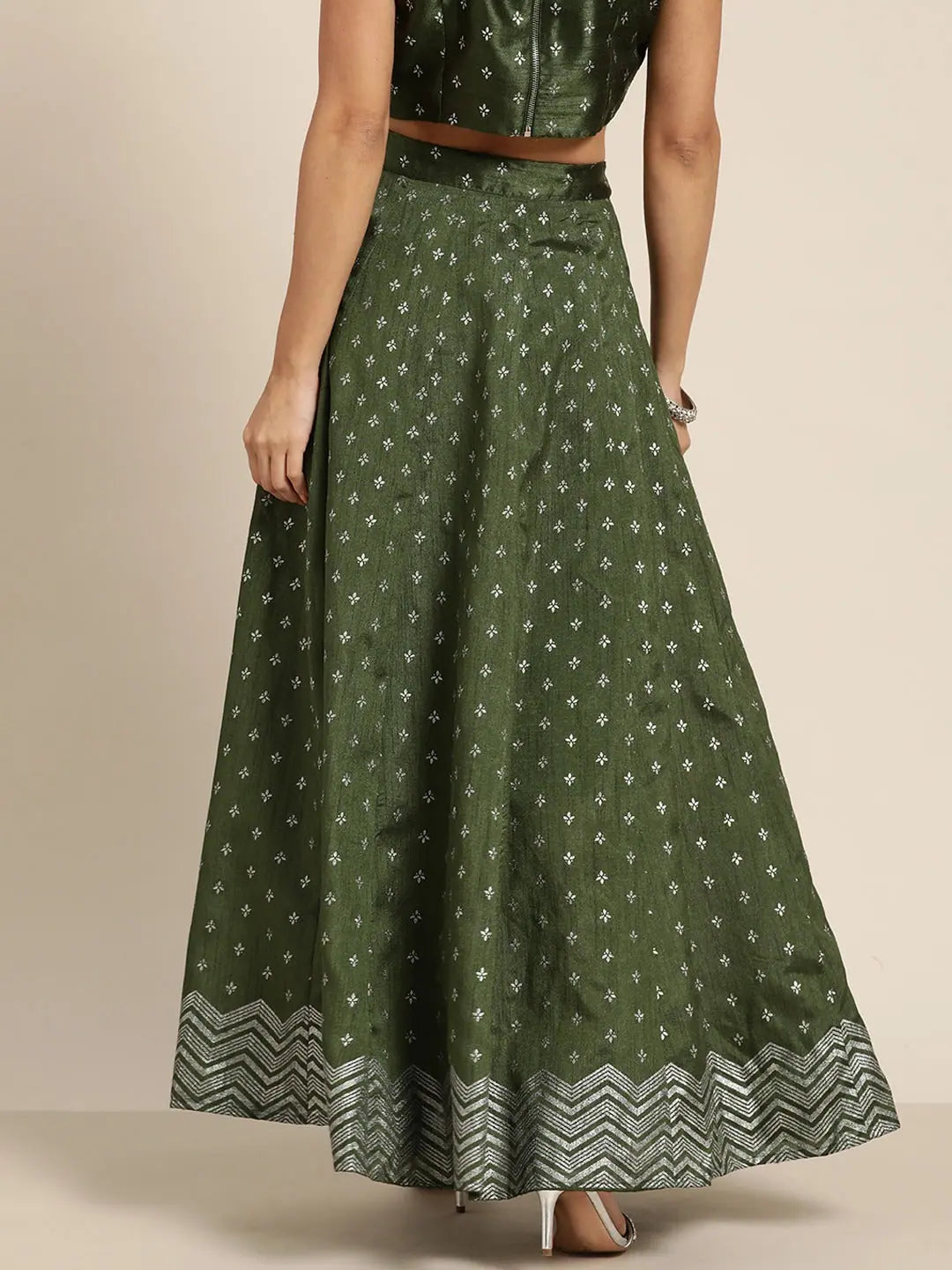 Dark Green Foil Anarkali Skirt | Traditional Skirts for Women