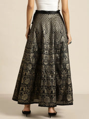 Black Kali Foil Print Anarkali Skirt