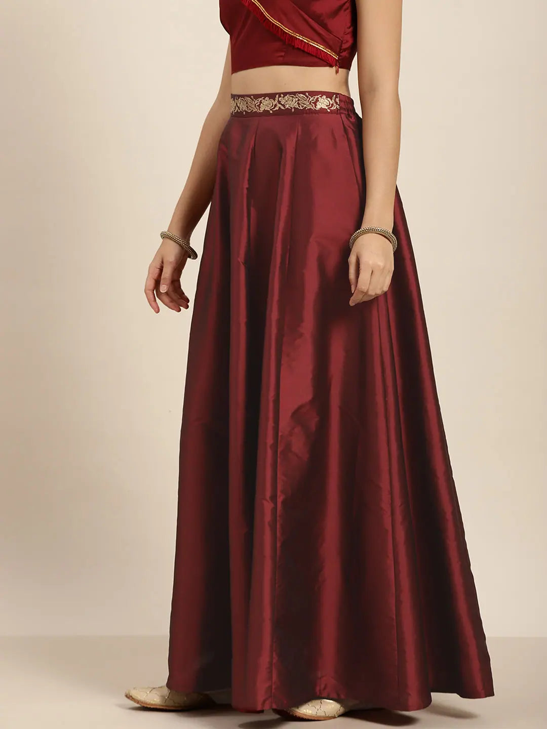 Maroon Embroidered Anarkali Skirt | Traditional Skirts Online