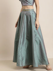 Sea Green Embroidered Waistband Anarkali Skirt