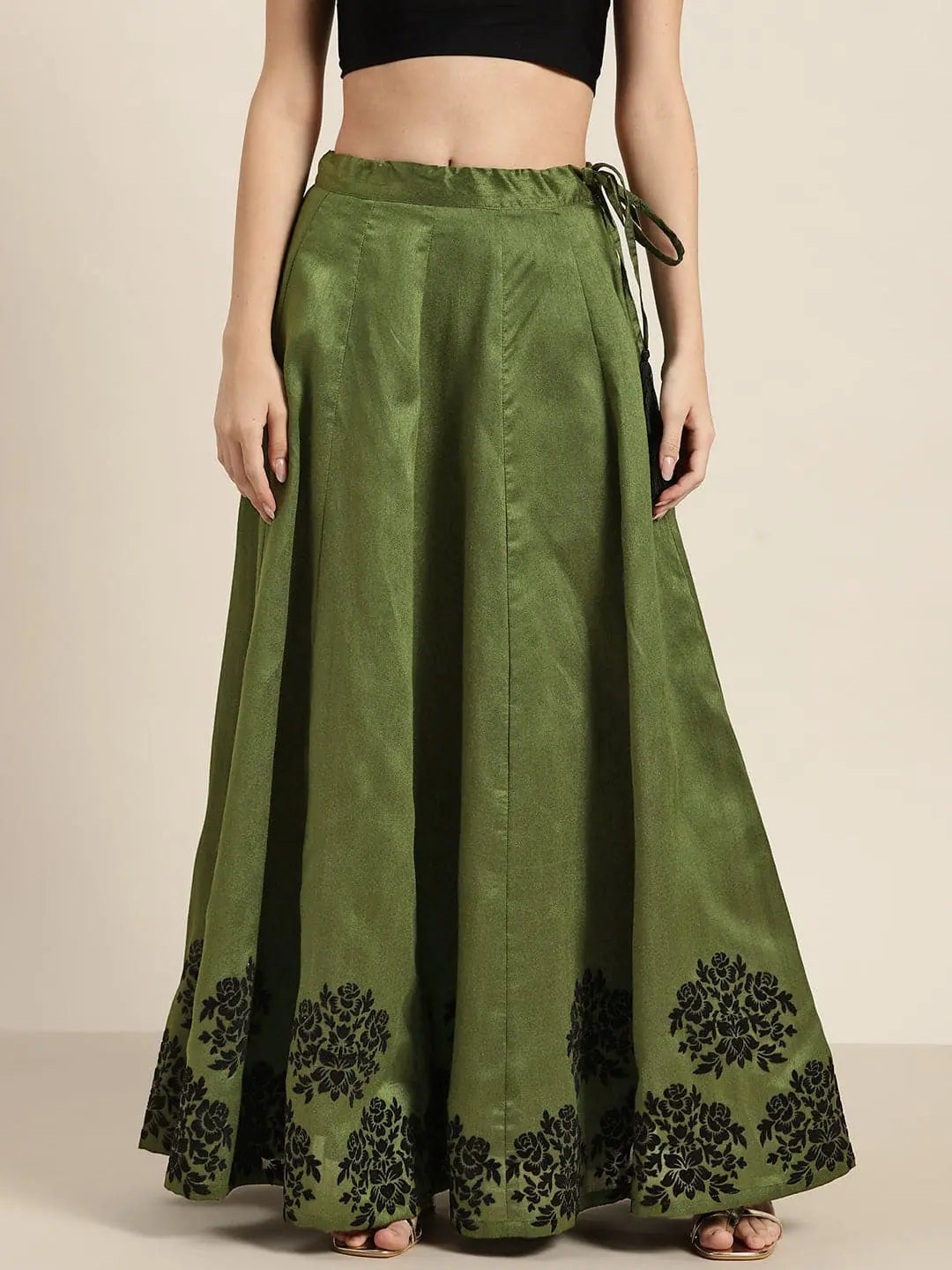 Green Floral Anarkali Skirt | Ethnic Skirts for Women