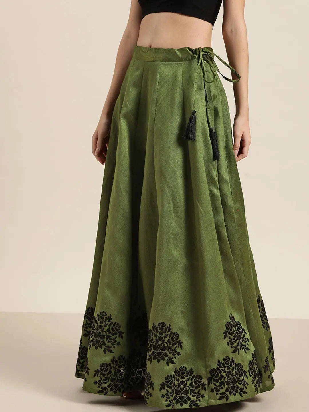 Green Floral Anarkali Skirt | Ethnic Skirts for Women