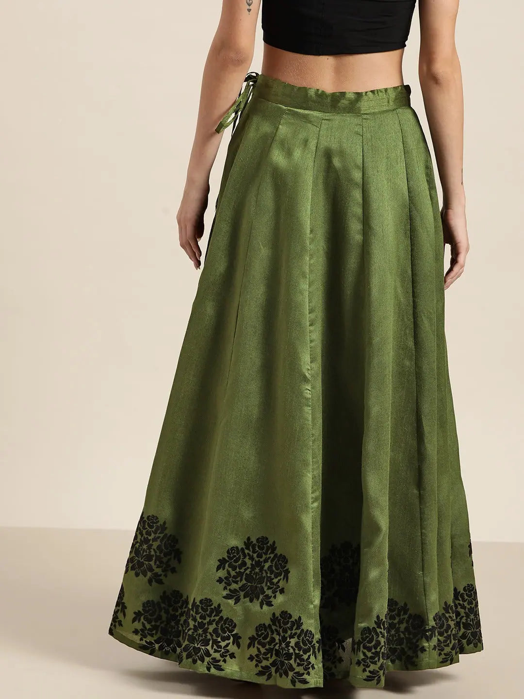 Green Floral Anarkali Skirt | Ethnic Skirts for Women