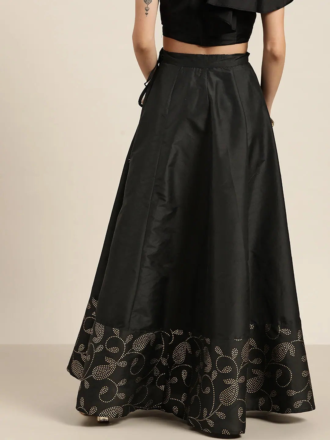 Black Paisley Anarkali Skirt | Ethnic Maxi Skirts for Women