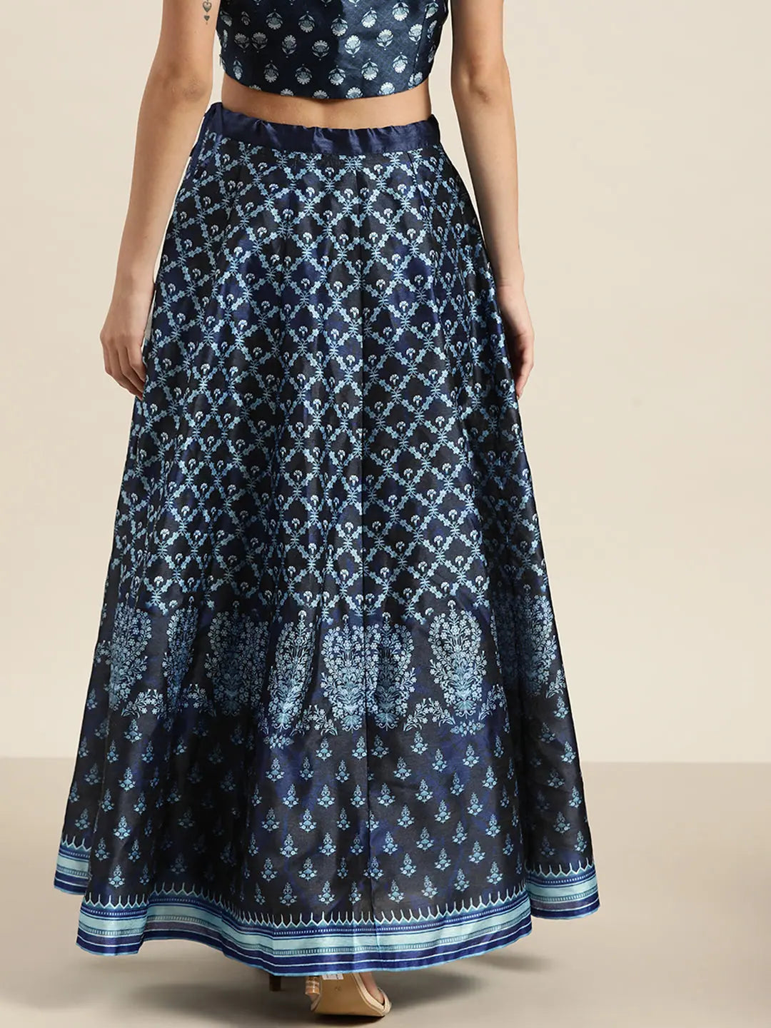 Indigo Floral Anarkali Skirt | Ethnic Skirts for Women