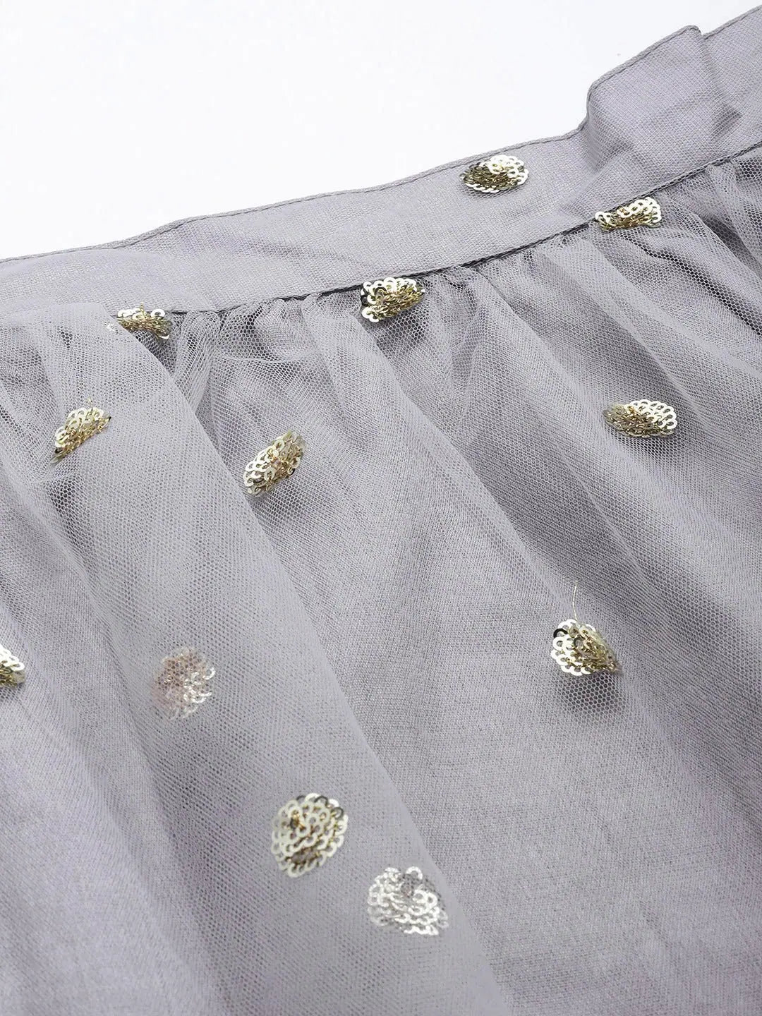 Grey Sequin Tulle Skirt - Ethnic Maxi Skirts for Women