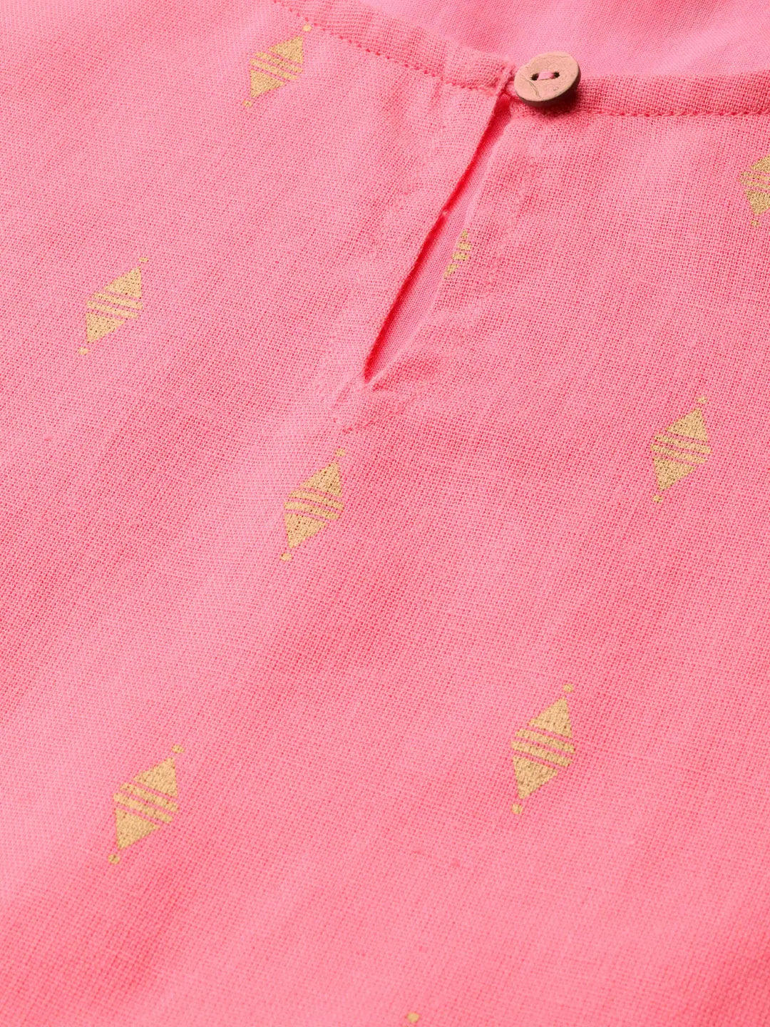 Pink Foil Print Peplum Top | Cotton Fabric