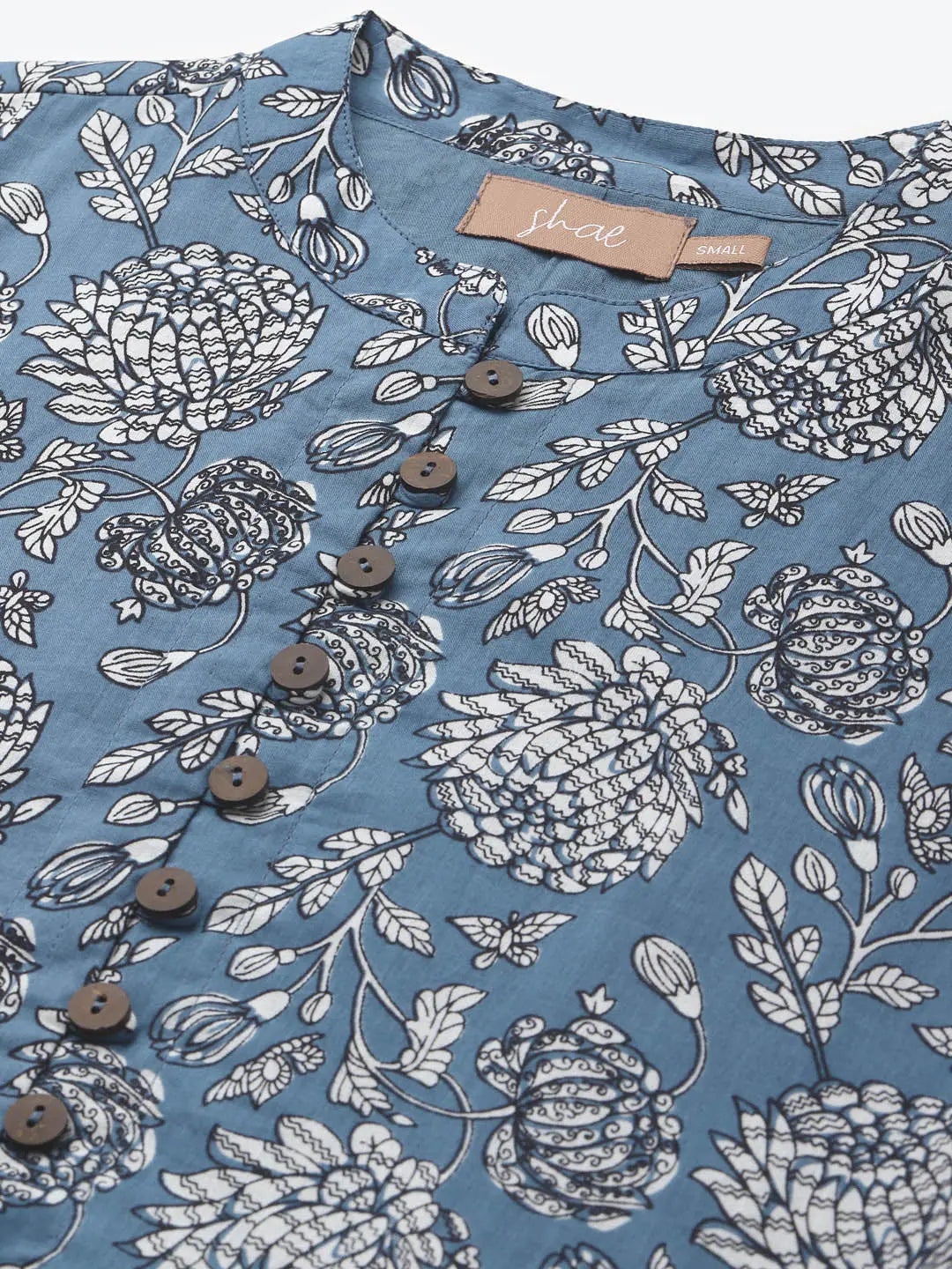 Blue Floral Button Top - Gathered Cambric | Women's Fashion