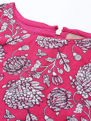 Fuchsia Floral Sleeveless Crop Top