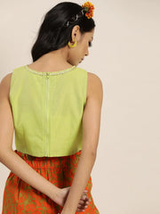 Sea Green Sleeveless Crop Top