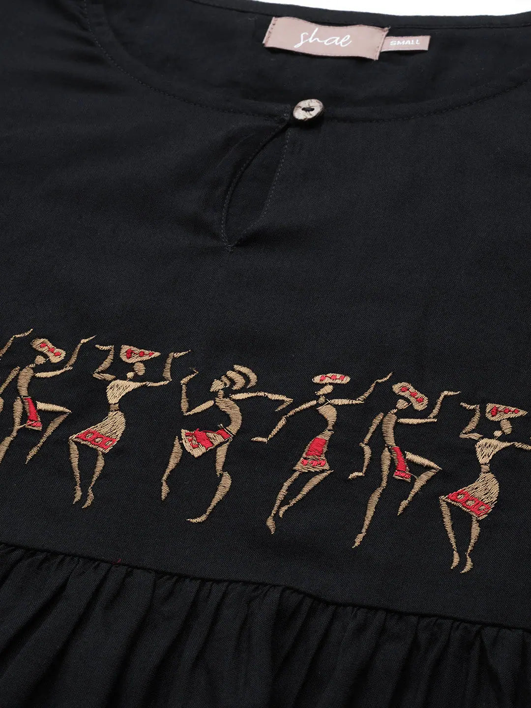 Black Tribal Embroidery Peplum Top - Ethnic Lehenga Collection