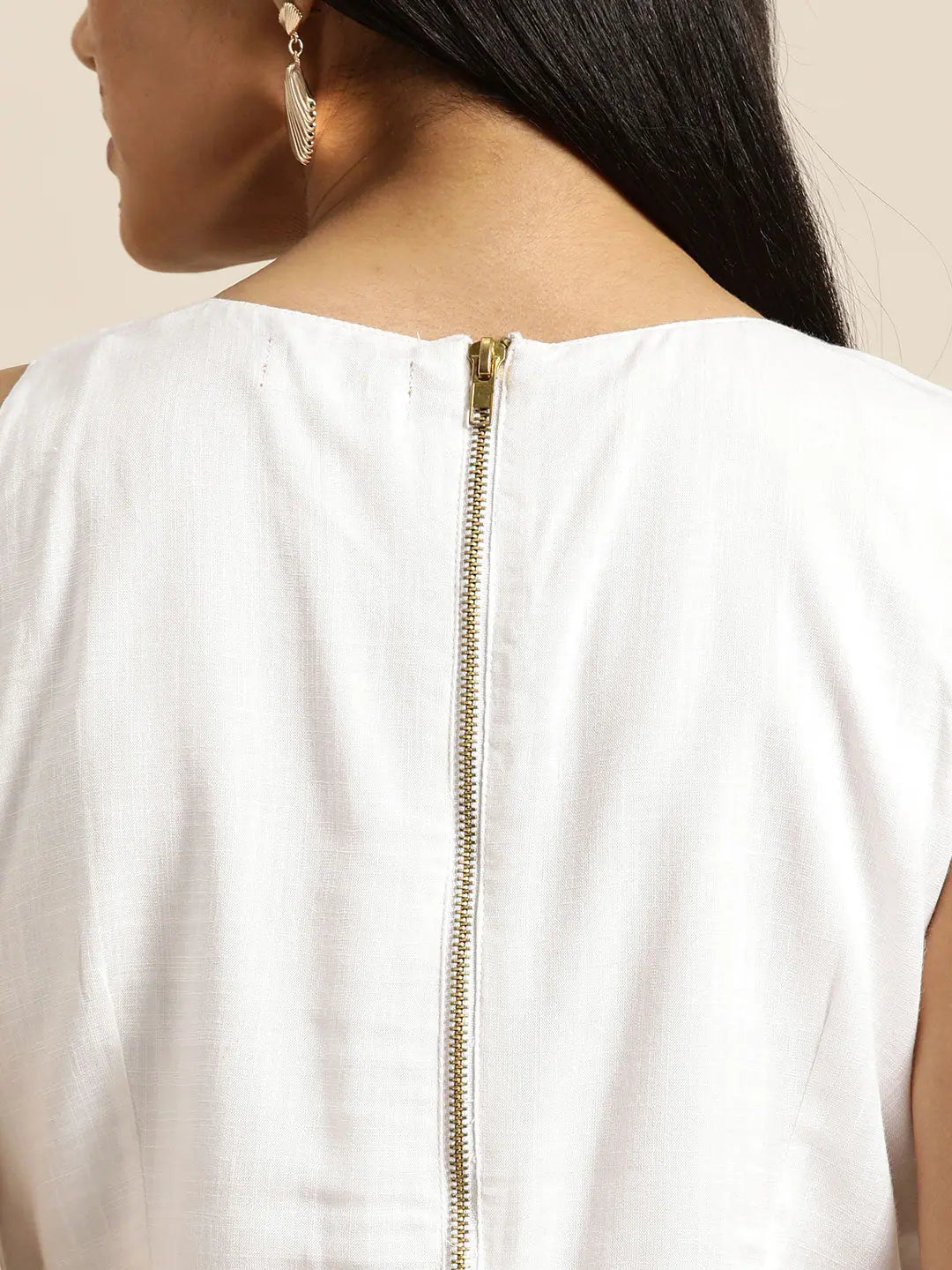 White Embroidered Crop Top - Liva Rayon, Indian Lehenga Style