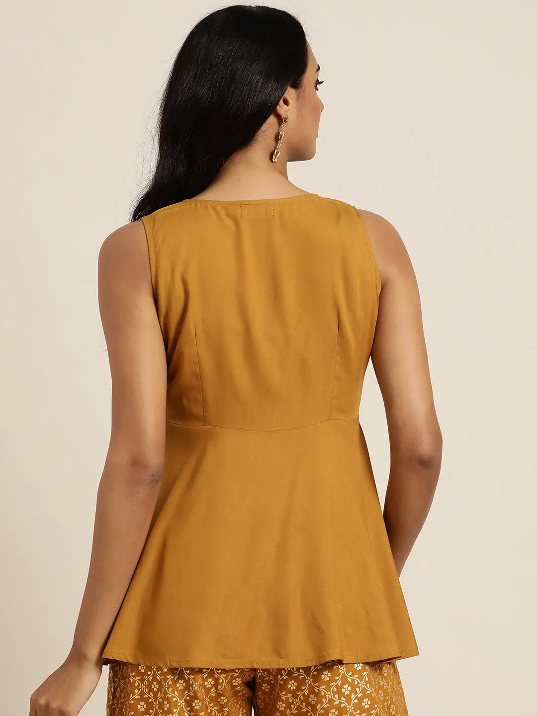 Mustard Embroidered Peplum Top | Women's Lehenga Choli