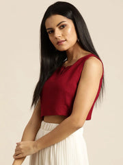 Maroon Sleeveless Crop Top