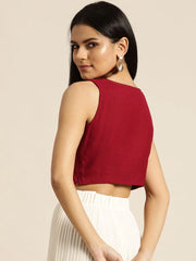 Maroon Sleeveless Crop Top