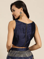 Navy Sweetheart Neck Crop Top