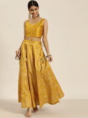Mustard Sweetheart Neck Crop Top